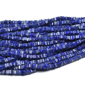 Lapis Lazuli Smooth Square Flat Beads~~1 Strand~~6.0 mm~~ Blue Centre Drill Heishi~~16 inch Strand