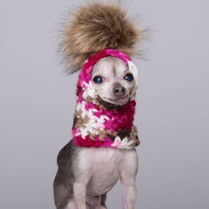 funny pompom hat for dogs or cats, MANY COLORS AVAILABLE, faux-fur pompon that can be removed easily image 1