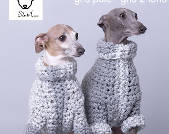 Pecho 16-20 pulgadas S-S/M Suéter para galgo italiano MÚLTIPLES COLORES cuello alto y mangas semilargas, u otro perro de pecho grande y largo