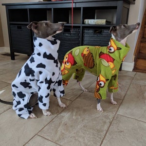 ITALIAN Greyhound, WHIPPET & GREYHOUND Fleece pajamas, onesies, jammies, many choices of patterns and solid colors