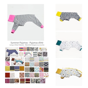 Summer Pajamas for IGGY, WHIPPET & GREYHOUND Light Cotton Jersey pajamas, onesies, in light fabrics ideal for summer, short or long sleeves