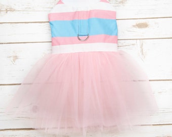 Robe Drapeau Trans Pride pour chien ou chat avec jupe en tulle couleur blush