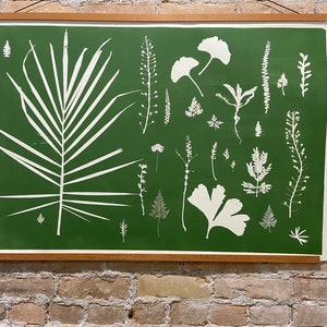 Green Botanical Collage, giclee botanicals, Plant wall art, modern botanical art, green botanical print