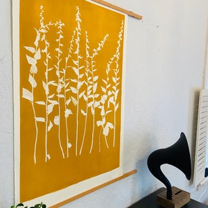 Wildflower Botanicals, Yellow Gold monoprint, giclee botanicals, Plant wall art, flower collage