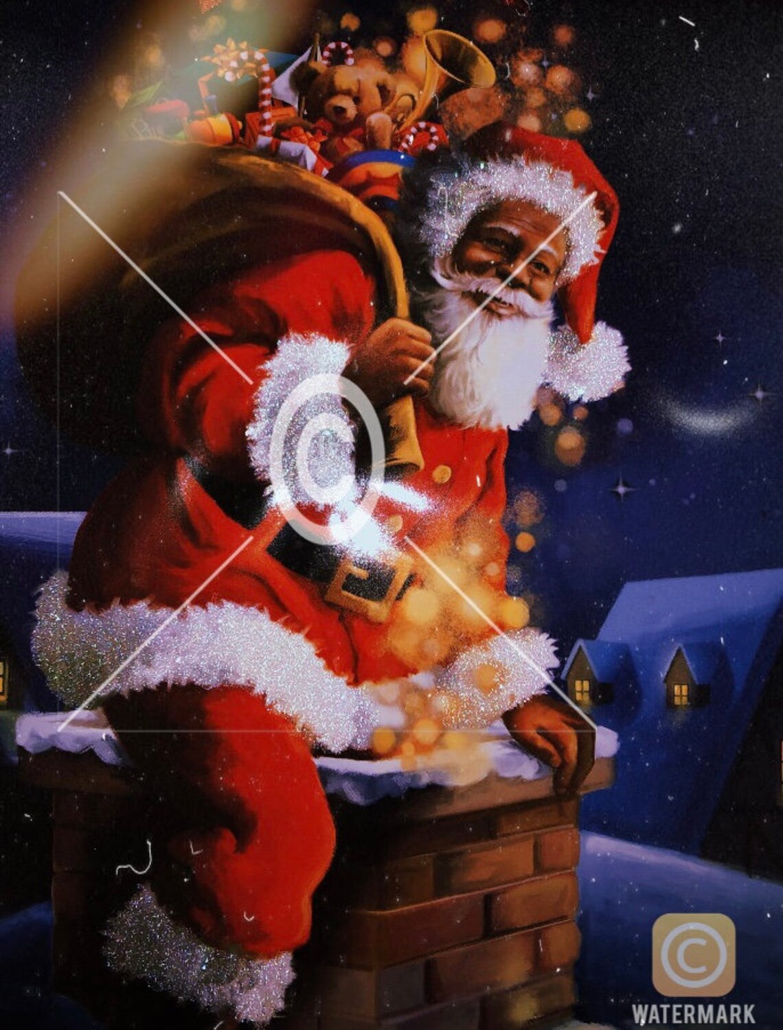 Santa Claus Santa Christmas African American art poster Etsy