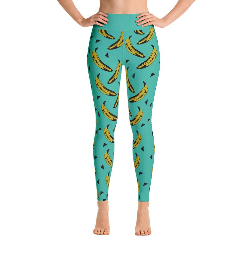 Bananas for Yoga Activewear Yoga Pants Banana Print Teal | Etsy