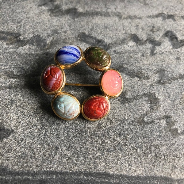 Vintage Scarab Brooch Pin