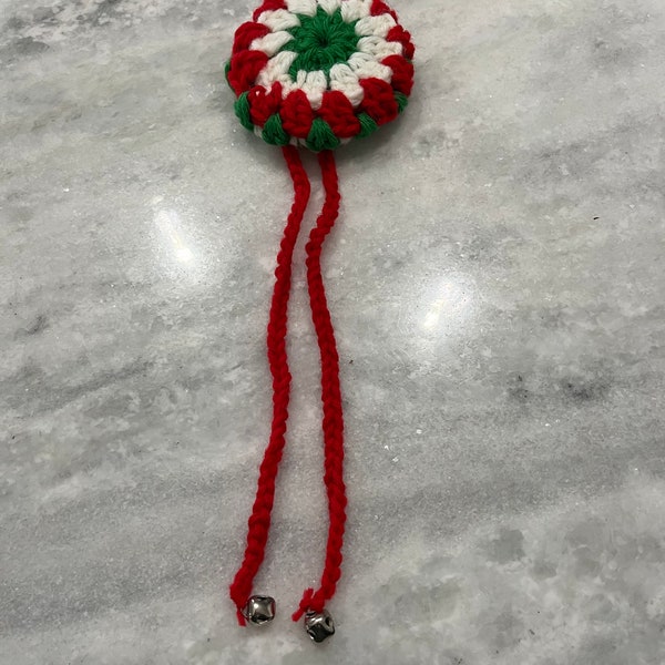 Vintage Christmas door knob, cover crocheted