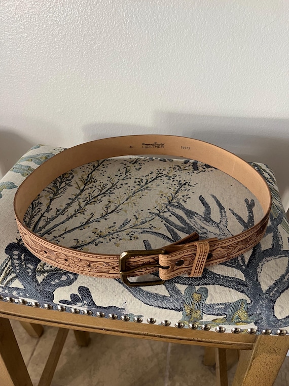 Leather tooled belt View 2