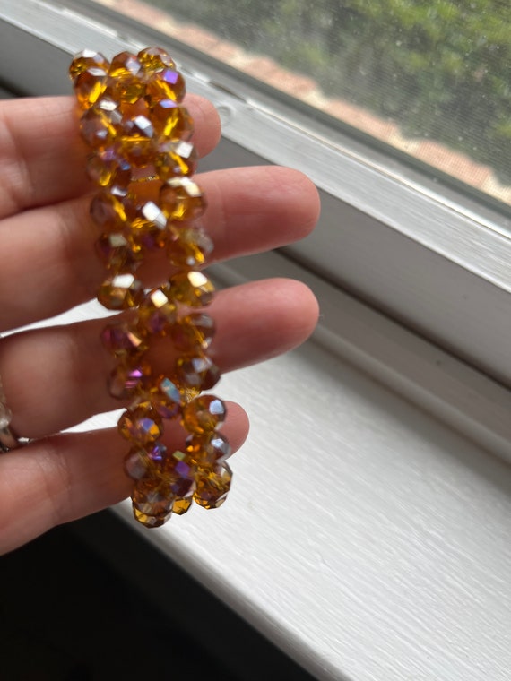 Bracelet Amber Colored Crystal Stretch - image 2