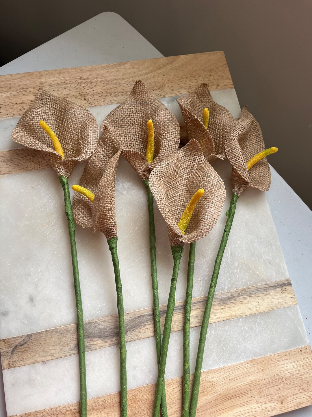 Rustic Burlap, Calla, Lily Flowers, Long Stems, Handmade, Cream, or Brown - Etsy