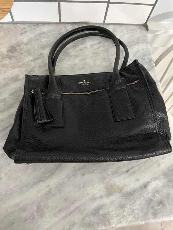 Vintage Kate Spade, black leather pebble purse to… - image 3