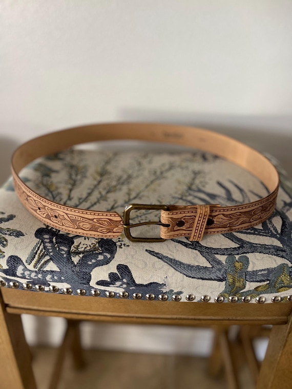 Leather tooled belt