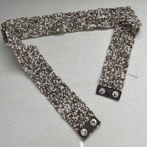 Beaded Black & White Stretch Belt vintage handmade RARE Apache Black & White Beaded Belt | TOM TAYLOR - Santa Fe  main image 2