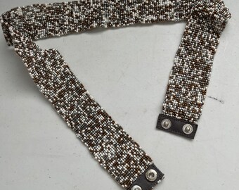 Wide Beaded Stretch Belt, Wooden Clasp Buckle, Light Blue  display picture 3