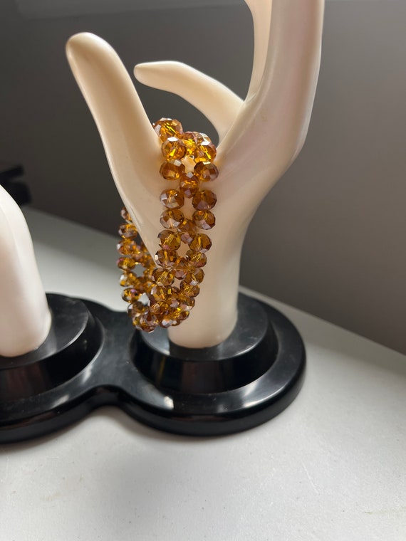 Bracelet Amber Colored Crystal Stretch