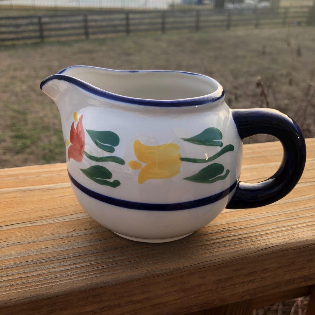 Dnsk Rmed Dansk Tulip Creamer Red Blue Yellow Flowers Ceramic Pitcher - Etsy