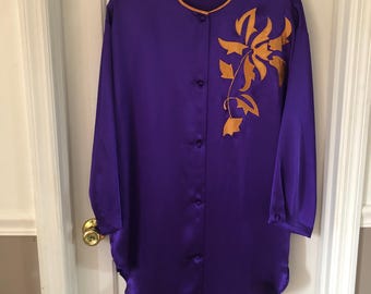 Victoria's Secret Vintage Lila Satin Nachthemd Nachthemd Pyjama M/L