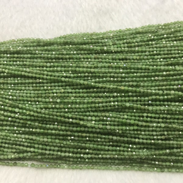 Faceted Green Jade 2mm - 3mm Round Cut Genuine Gemstone Loose Beads 15 inch Jewelry Supply Bracelet Necklace Material Support Wholesale