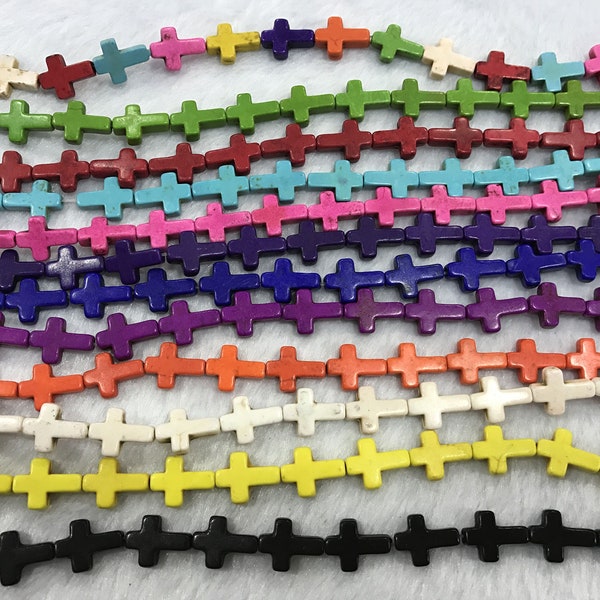 Multicolour Magnesite 12x16mm Cross Loose Beads 14 inch Jewelry Supply Bracelet Necklace Material Support Wholesale