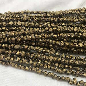 Electroplated Crystal Rock Quartz 4-5mm/6-7mm Raw Nugget Golden Coated Beads 15 inch Jewelry Supply Bracelet Necklace Material Wholesale