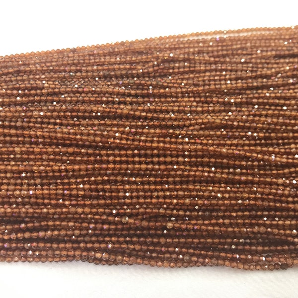 Faceted Orange Garnet 2mm - 4mm Round Cut Genuine Gemstone Loose Beads 15 inch Jewelry Supply Bracelet Necklace Material Support Wholesale