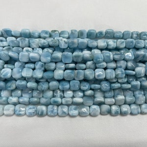 Larimar naturale 6mm -10mm quadrato genuino blu grado A perline sciolte 15 pollici fornitura di gioielli braccialetto collana materiale supporto all'ingrosso