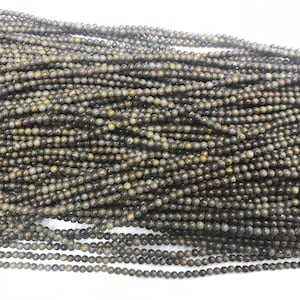 Natural Bamboo Jasper 2mm / 3mm Round Genuine Gemstone Loose Beads 15 inch Jewelry Supply Bracelet Necklace Material Support