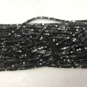 Natural Flower Black Agate 2-2.5mm Cube Genuine Gemstone Loose Beads 15 inch Jewelry Supply Bracelet Necklace Material Support Wholesale