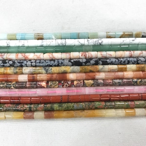Genuine Multi-Gemstone 6x7-8mm Column Loose Tube Beads 15 inch Jewelry Supply Bracelet Necklace Material Support Wholesale