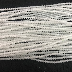 Natural White Jade 2mm / 3mm Round Genuine Loose Beads 15 inch Jewelry Supply Bracelet Necklace Material Support Wholesale