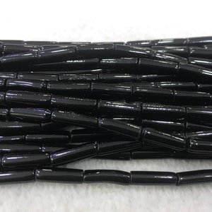 Genuine Treated Black Coral Column Natural Gemstone Tube Loose Beads 15 inch Jewelry Supply Bracelet Necklace Material Support