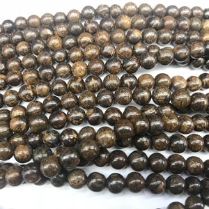 Natural Bronzite Jasper 4mm - 12mm Round Genuine Brown Loose Beads 15 inch Jewelry Supply Bracelet Necklace Material Support Wholesale