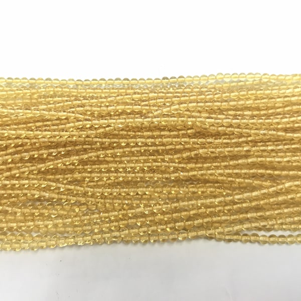 Natural Citrine 2mm / 3mm Round Genuine Quartz Yellow Beads 15 inch Jewelry Supply Bracelet Necklace Material Support Wholesale