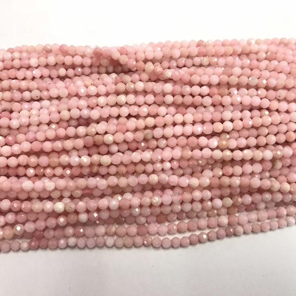 Natural Faceted Opal 2mm - 4mm  Round Cut Pink Genuine Grade AA Beads 15 inch Jewelry Supply Bracelet Necklace Material Support Wholesale