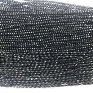 Faceted Black Tourmaline 3mm - 4mm Rondelle Cut Genuine Gemstone Loose  Beads 15 inch Jewelry Supply Bracelet Necklace Material Support