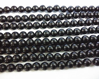 Genuine Treated Black Coral 6mm - 8mm Round Natural Gemstone Loose Beads 15 inch Jewelry Supply Bracelet Necklace Material Support Wholesale