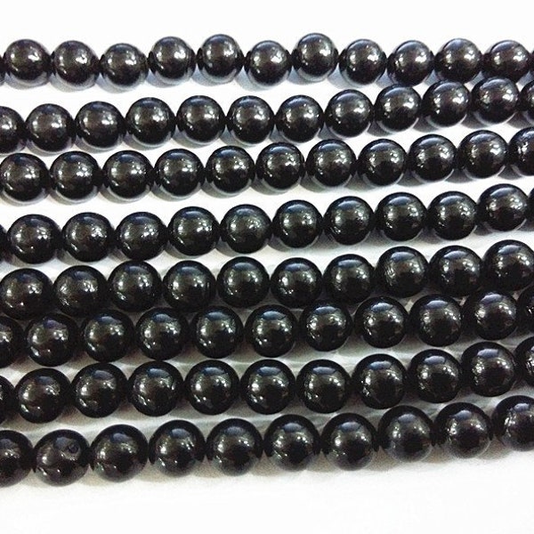 Véritable corail noir traité 3 mm - 8 mm rondes pierres précieuses naturelles en vrac perles 15 pouces fourniture de bijoux bracelet collier support matériel vente en gros