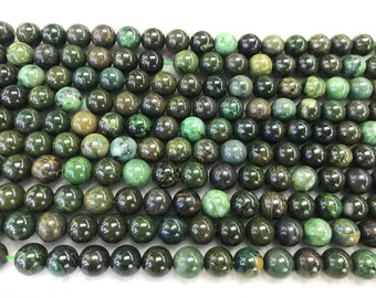 Naturel Afrique Vert Jade 9.5-10mm Rond Véritable Pierre Précieuse Perles Lâches 15 pouces Bijoux Fourniture Bracelet Collier Matériel Support En Gros