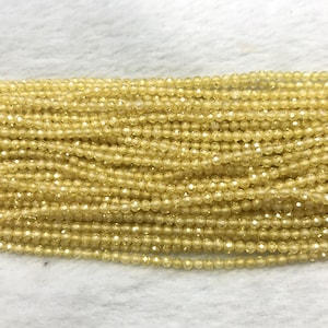 Faceted Yellow Cubic Zirconia 2mm - 4mm Round Cut Loose Beads 15 inch Jewelry Supply Bracelet Necklace Material Support Wholesale