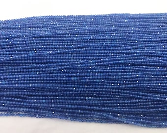 Faceted Blue Agate 2mm - 3mm Round Cut Genuine Gemstone Loose Beads 15 inch Jewelry Supply Bracelet Necklace Material Support Wholesale