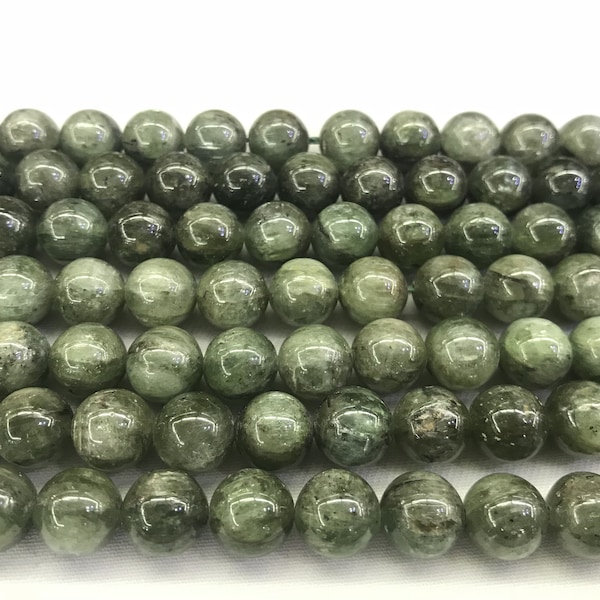 Natuurlijke kyaniet groen 8mm/10mm/12mm ronde echte kwarts losse kralen 15 inch sieraden aanbod armband ketting materiaal ondersteuning