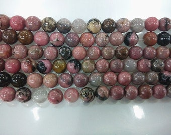 Natural Rhodonite 4mm - 12mm Round Genuine Black Line Loose Beads 15 inch Jewelry Supply Bracelet Necklace Material Support Wholesale