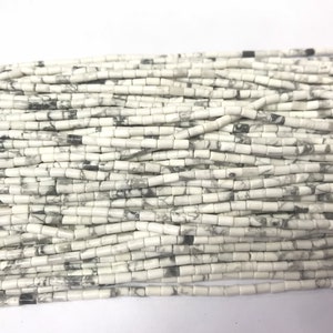Genuine Howlite 2x4mm Column Natural Loose White Gemstone Tube Beads 15 inch Jewelry Supply Bracelet Necklace Material Support Wholesale