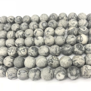 Natürliche Matte Karte Jaspis 4mm - 12mm Runde Echte Grau Edelstein Lose Perlen 15 Zoll Schmuck Versorgung Armband Halskette Material Support