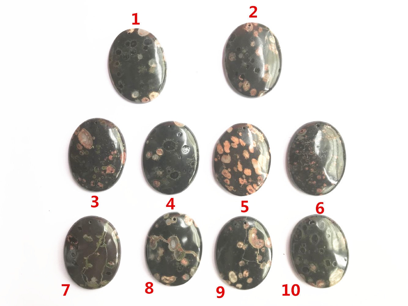 Natural Plum Blossom Jasper Flat Oval 35x45mm Gemstone Genuine