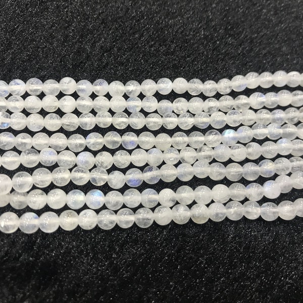 Blue Light Moonstone 2mm - 4mm  Round Genuine Gemstone Loose Beads 15inch Jewelry Supply Bracelet Necklace Material Support Wholesale
