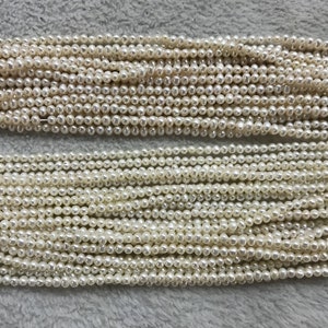 Freshwater Pearl 3-4mm / 4-5mm Offround Natural White Grade A Loose Beads 15 inch Jewelry Supply Bracelet Necklace Material Support