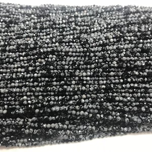 Natural Faceted Obsidian Snowflake Black 2mm / 3mm Round Cut Genuine Loose Beads 15 inch Jewelry Supply Bracelet Necklace Material Support