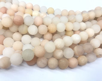 Natural Matte Aventurine 4mm - 12mm Round Genuine Pink Loose Beads 15 inch Jewelry Supply Bracelet Necklace Material Support Wholesale